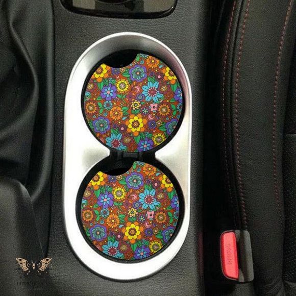 Floral Car Coaster 2 Pack - Picture 4 of 12